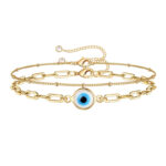 Dainty Gold Bracelets For Women, 14K Gold Filled Adjustable Layered Bracelet Cute Oval Chain  Bar Gold Bracelets For Women Jewelry - Image 2