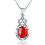 Chalcedony Agate Pendant Necklace – Vintage Boho Elegant Gemstone Jewelry - Image 2