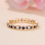Golden Royal Blue Diamond-Edged White Diamond Light Luxury Women's Ring - Image 4