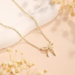 Risamil 14K Gold Plated Necklace for Women - Bow Necklace - Dainty Necklace Cute Small Tiny Bow Pendant Choker Chain Necklace Trendy Necklaces for Women Jewelry Gift - Image 2