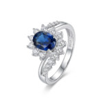 Fashionable Oval Purple Diamond-Encrusted Zircon Ring