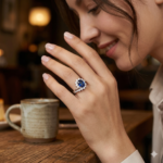 Fashionable Oval Purple Diamond-Encrusted Zircon Ring