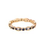Golden Royal Blue Diamond-Edged White Diamond Light Luxury Women's Ring